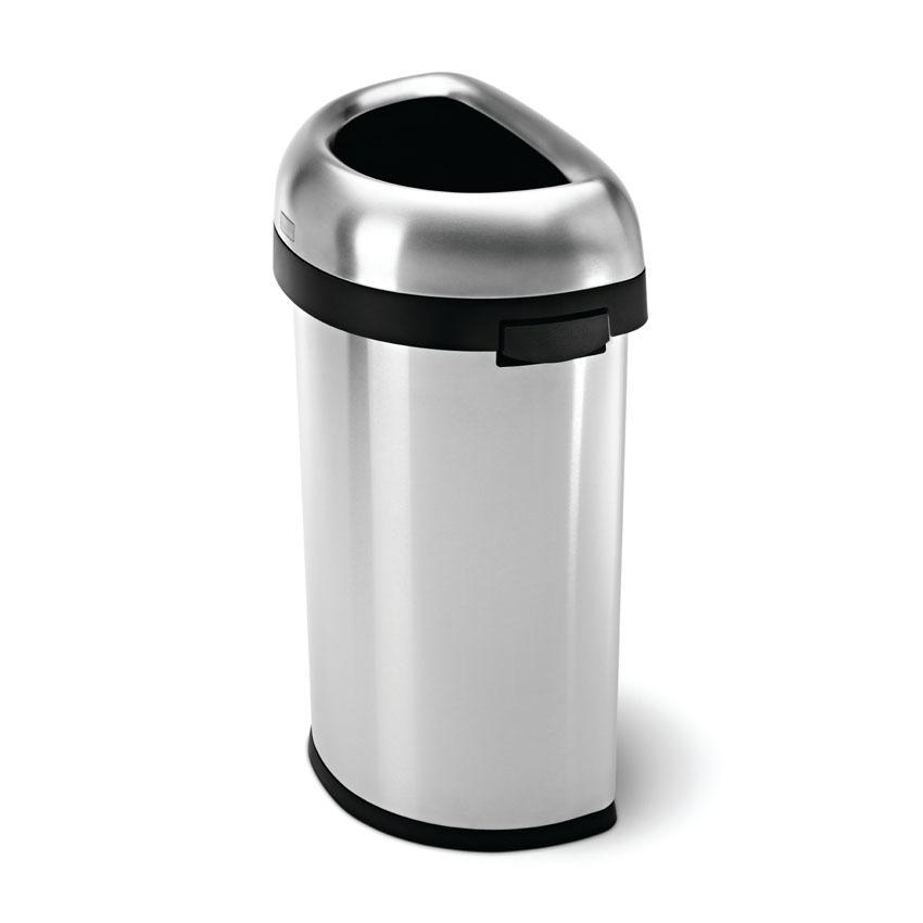 simplehuman CW1468 60 litre semi-round open bin stainless steel