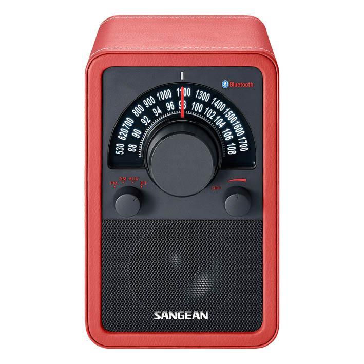 Sangean WR-15 BT RED LEATHER FM / AM / Bluetooth Wooden Cabinet Receiver
